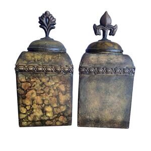 2 Tin Storage Decor Containers With Lids